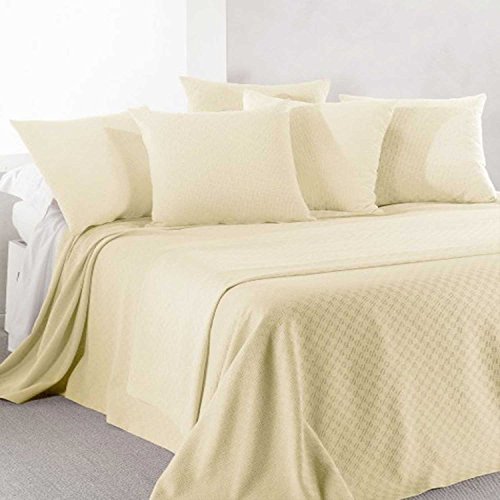 Caleffi - Rodeo - Colcha sin relleno para cama de matrimonio, de piqu&eacute; de algod&oacute;n, blanco perla...