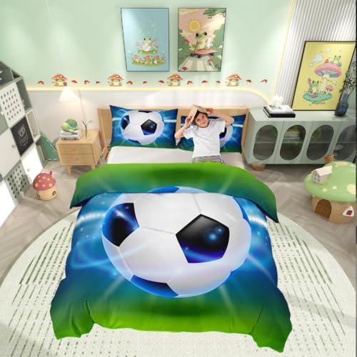 Juego de Ropa de Cama de f&uacute;tbol ni&ntilde;os 3D patr&oacute;n de Pelota de f&uacute;tbol Juegos competitivos,Colcha...