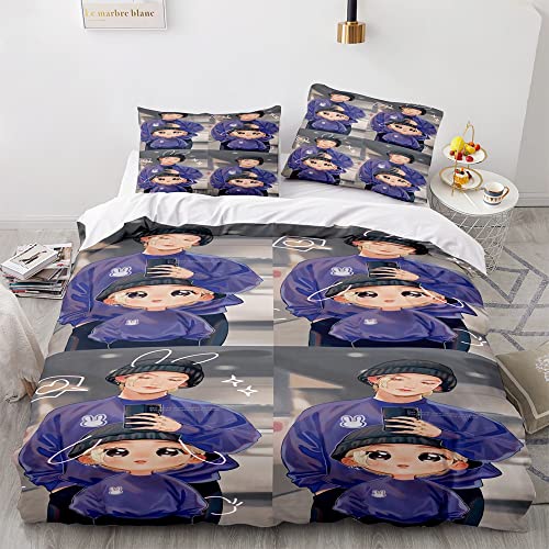 Juego de Ropa de Cama de 2Piezas 3Piezas Funda N&oacute;rdica BTS Juego de Funda N&oacute;rdica de Impresi&oacute;n...