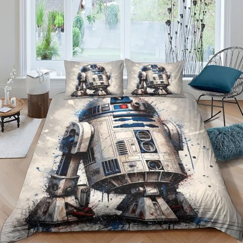 Star Wars para Dormitorio Funda De Edredón 3D Impresión R2-D2 Funda Nórdica Juego De Cama Y Funda...