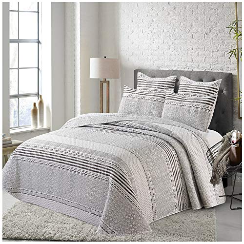 COTTON ARTean- Colcha Bouti Cama 90 Primavera -verano RIS Gris Poli&eacute;ster. Incluye 1 Funda de...