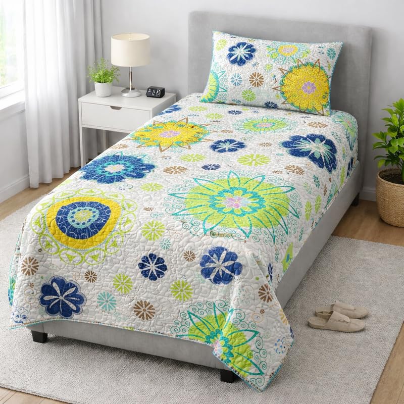 The one home Premium Colcha de Verano Bouti Reversible Cama 90 con 1 Funda 100% Poli&eacute;ster &ndash;...