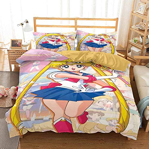 Juego De Funda N&oacute;rdica De F&aacute;cil Cuidado | Tama&ntilde;o De La Cama Doble | Ropa De Cama De Sailor Moon...