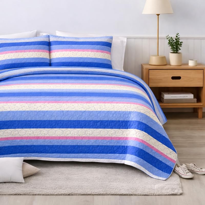 The one home Premium Colcha de Verano Bouti Reversible Cama 150 con 2 Funda 100% Poli&eacute;ster &ndash;...