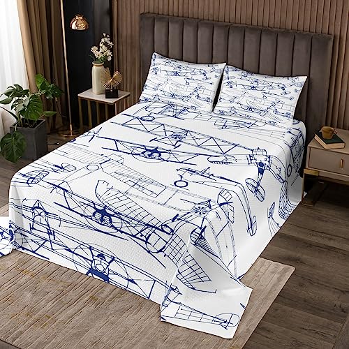 Colcha acolchada de avi&oacute;n para ni&ntilde;os, colcha acolchada para ni&ntilde;os, juego de colcha de avi&oacute;n,...